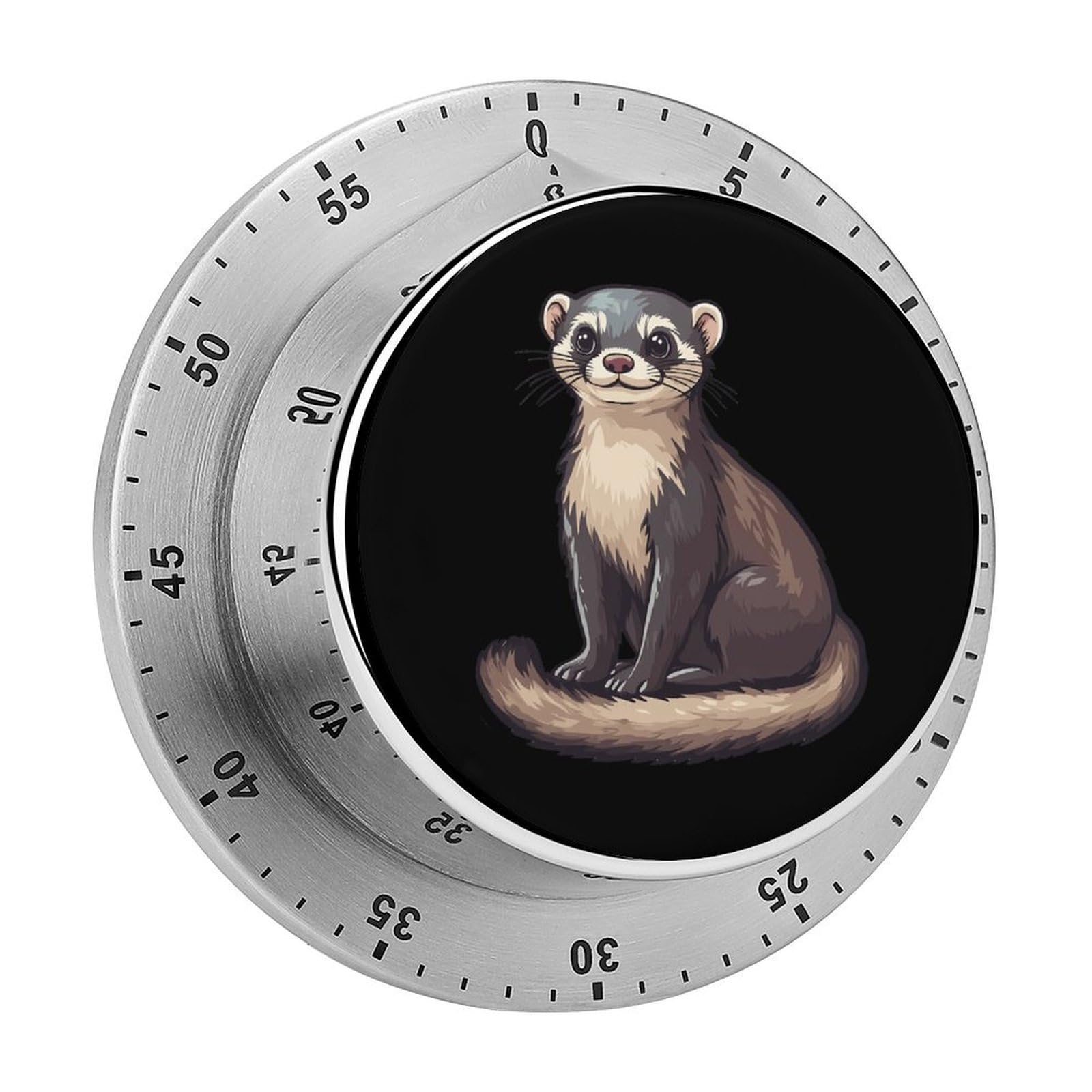 Cartoon Ferret Mechanical Timer with Alarm for Kitchen Cooking Productivity Stainless Steel Timers