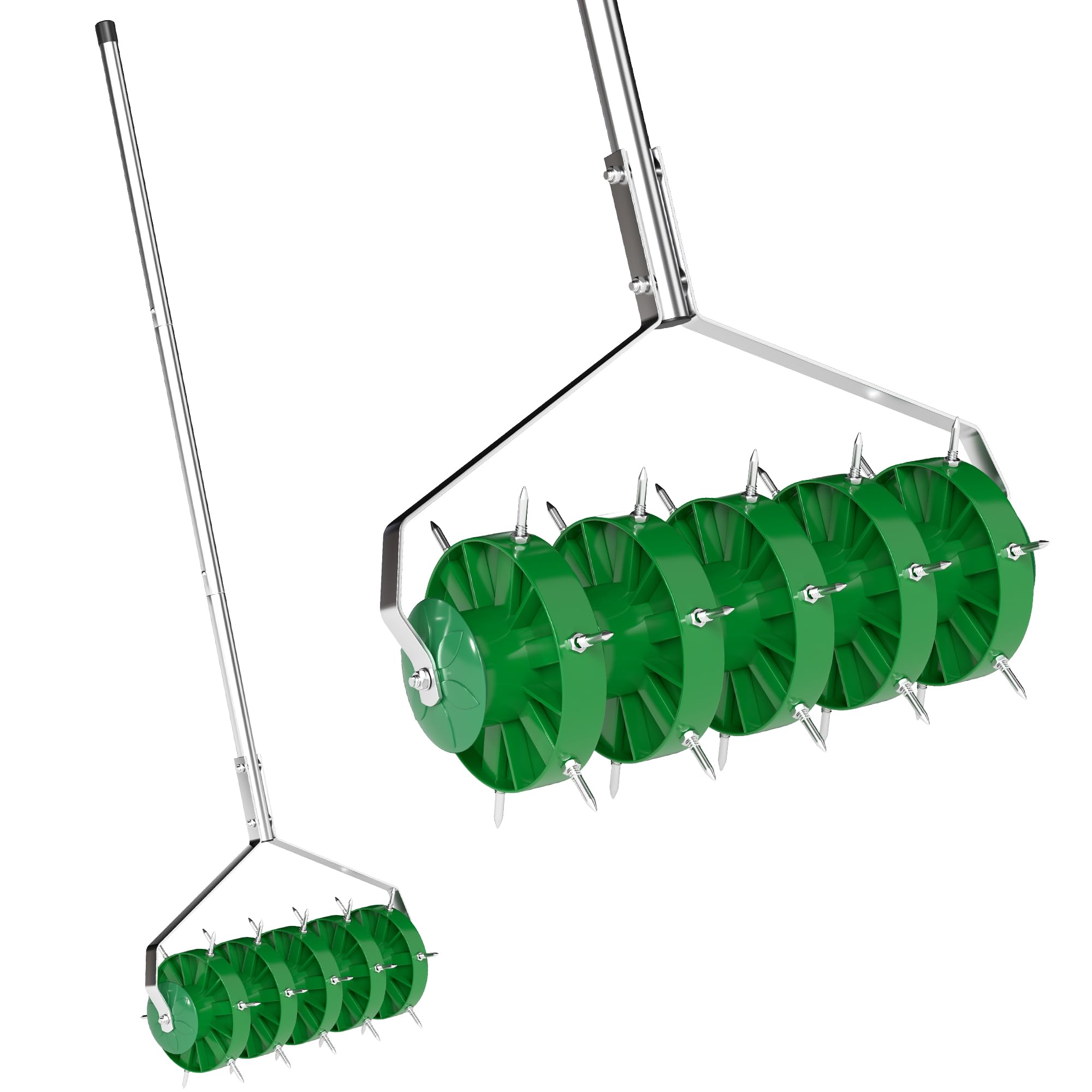 Outsunny Aerator do trawnika, szerokość 45 cm, ręczny napowietrzacz trawnika z 30 żelaznymi kolcami, narzędzia ogrodowe, szyna dna, rdzeń dna, wertykulator dzięcioł, pielęgnacja trawników na