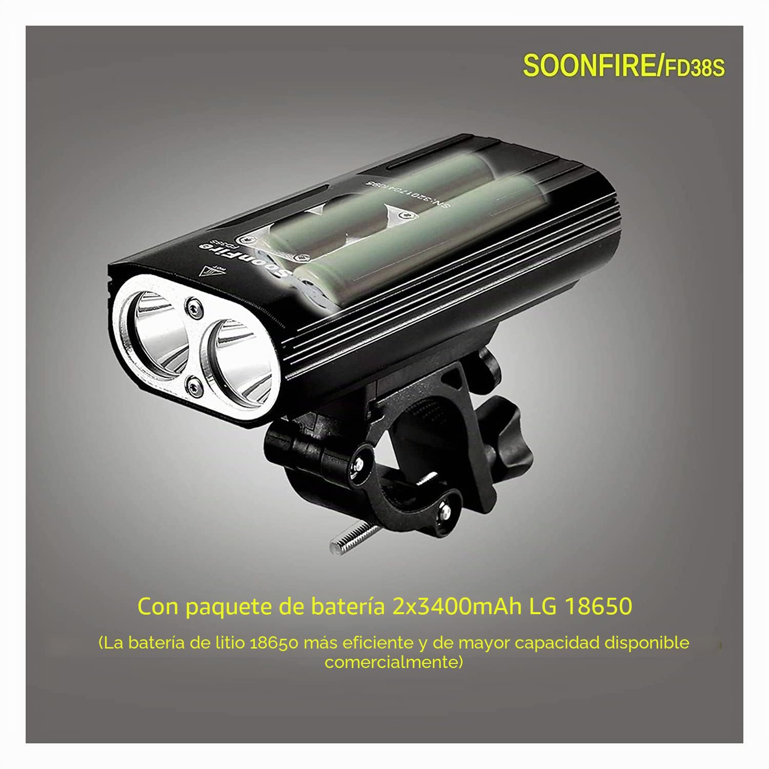 Farderos de Bicicletas Recargables USB FD38S, Dos lúmenes XM-L2 LED 1870, luz de Bicicleta súper Brillante Impermeable, ensamblaje Simple y desmontaje