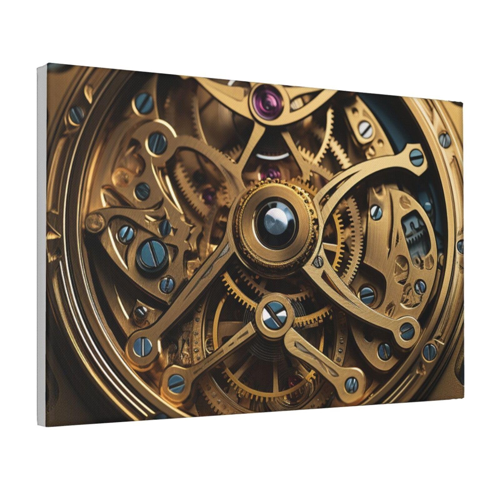 Framed Wall Art for Living Room Art Work, Cool Steampunk Gears Picture Prints Modern Office Wall Paintings Poster Aesthetic Wall Decorations for Home Decor Ready To Hang 12"x18"