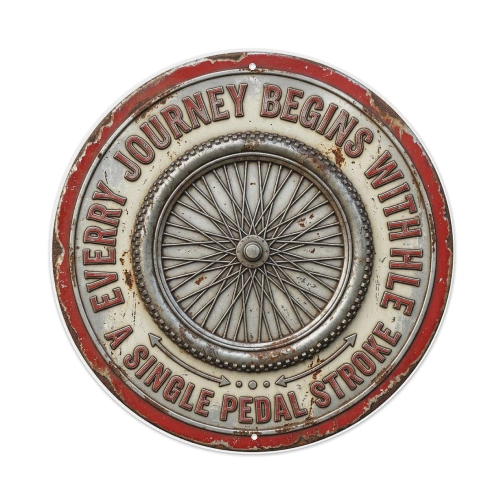 Spokes Wheel Circle Garage Metal Tin Sign Plaque Wall Decor for Cafe, Club Bar, Office, Home Garden Round Metal Poster 8x8Inch