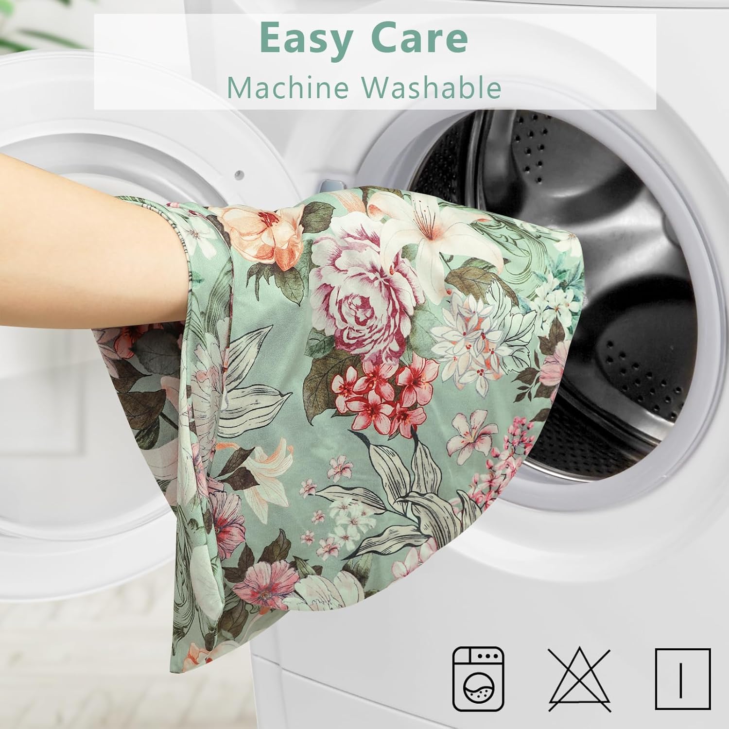 Nursing Pillow Cover for Baby Girls Boys, Green Breastfeeding Pillow Cover, Stretchy Removable Feeding Pillow Case for Newborns, Ultra Soft and Comfortable Nursing Pillow Slipcover, Floral - Image 5