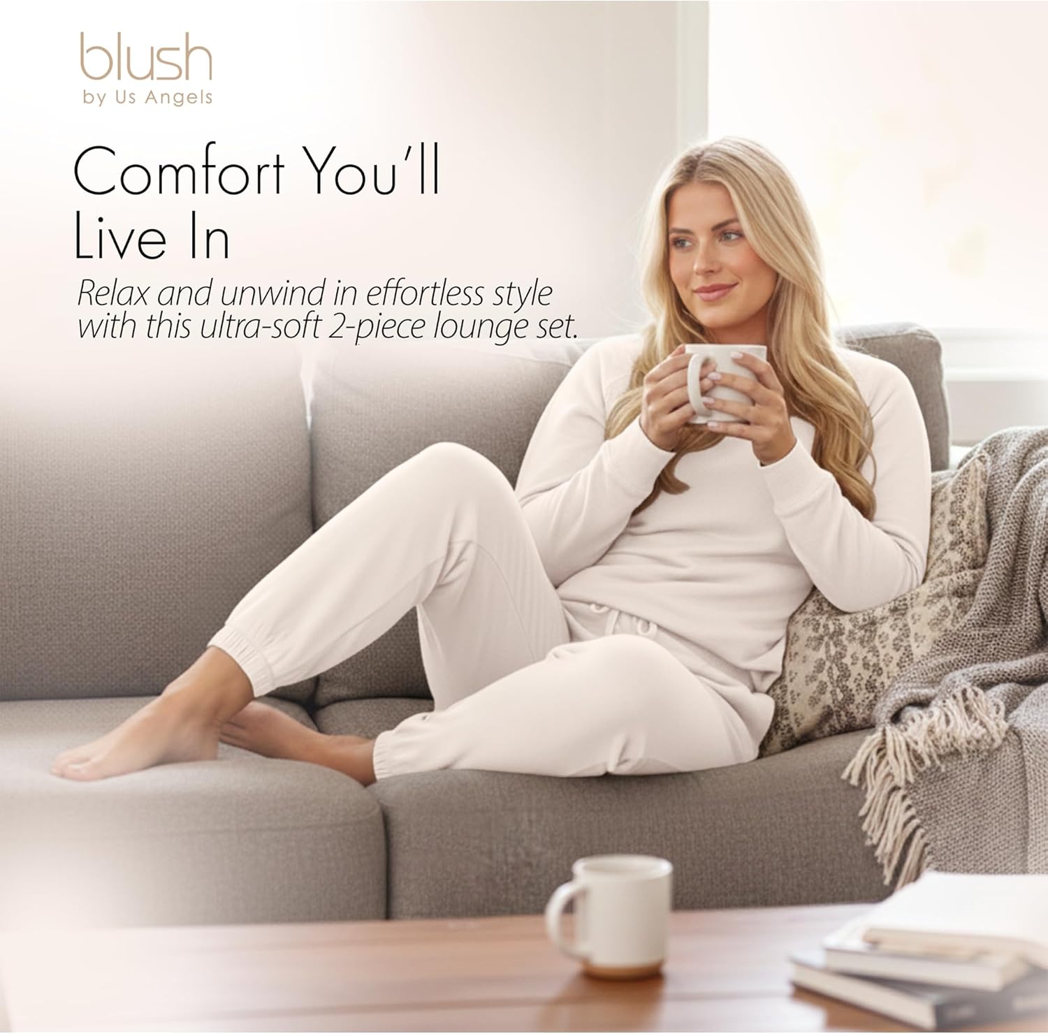 Blush by Us Angels 2 Piece Jogger Lounge Set for Women | Women's Travel Sweatsuit - Lightweight, Cozy Loungewear - Image 2