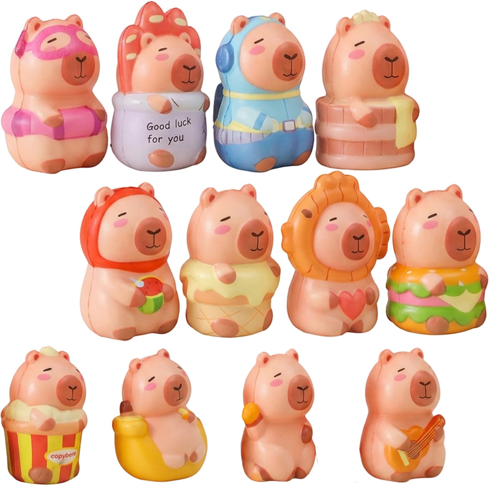 Capybara Squishy, Office Desk Stress Relief, 12 Pack Capybara Toys for Anxiety Management and Focus Enhancement, Soft Capybara Toy Set for Emotional Support