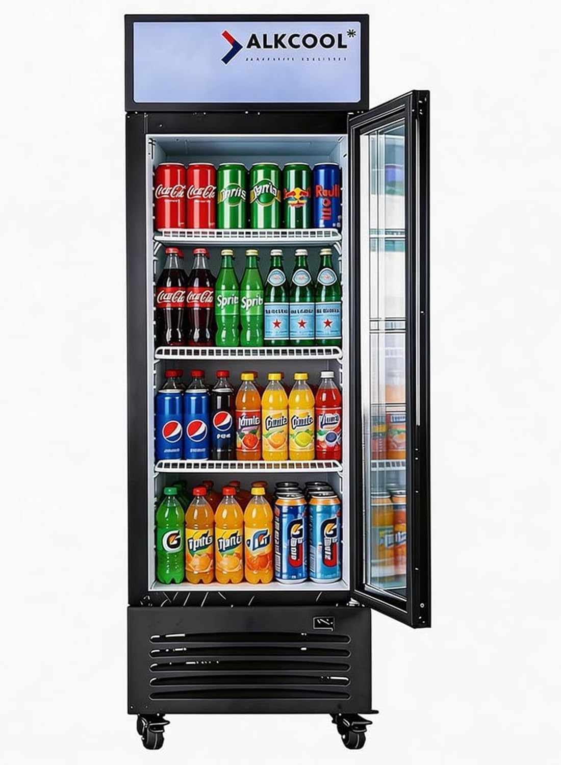 Commercial Beverage Refrigerator Display Fridge,9 Cu Ft Tall Small Single Door Merchandiser Drink Cooler with LED Light Adjustable Shelves,ETL Sanitation