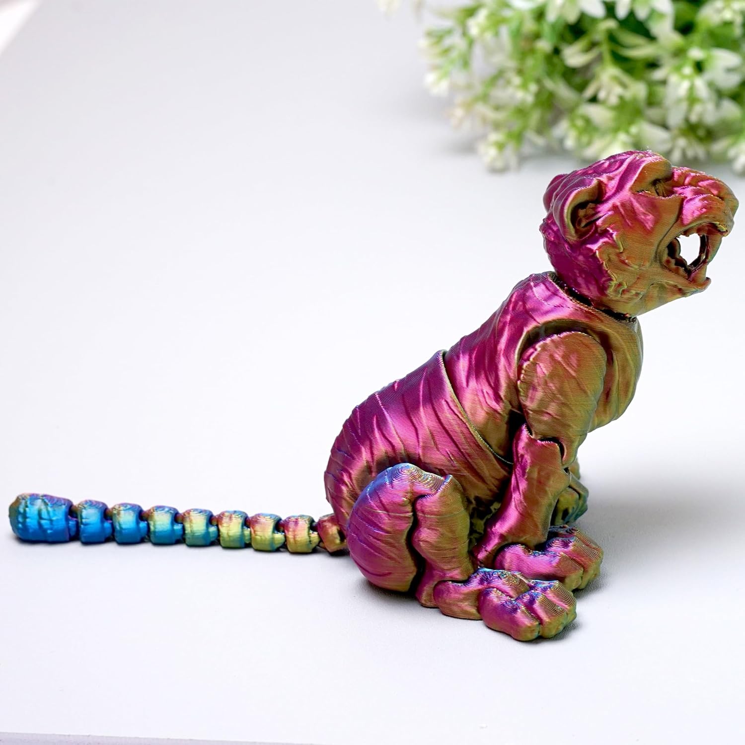 3D Printed Tiger Model,Flexible Realistic Articulated Animal Fidget Toys,Mystery Figurines Gifts for Easter,Executive Desk Funny Décor and Festival Collectible,Easter Basket Stuffers (RYB)