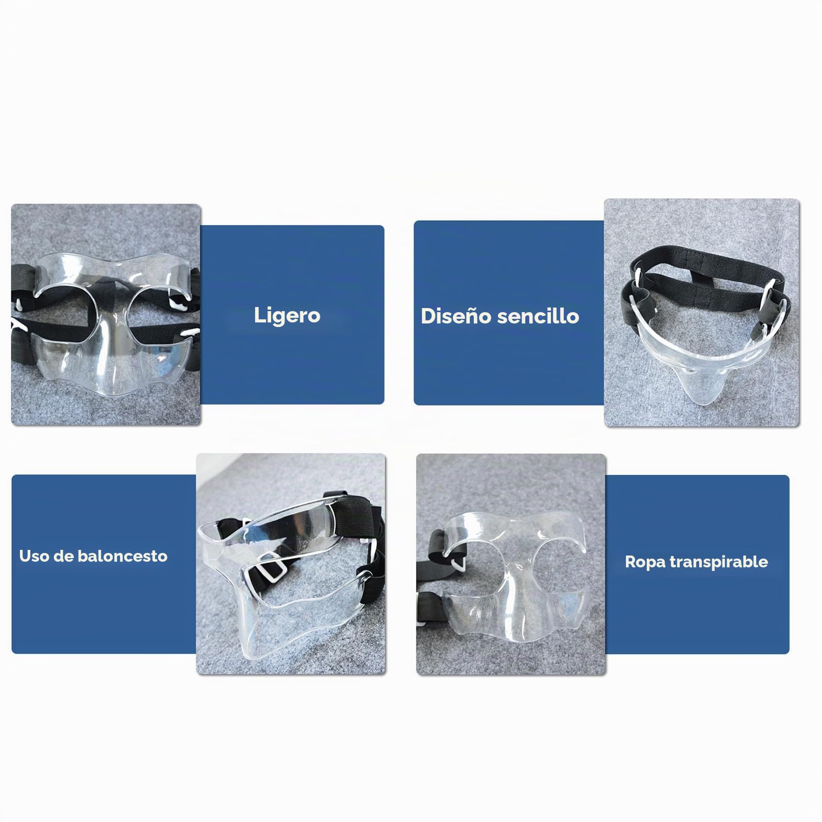 banapoy Máscara Protectora para la Nariz, Protector de Nariz Ajustable, Protector Facial Deportivo para Nariz Rota, Lesiones Deportivas, Máscaras Transparentes para Baloncesto, ​​fútbol