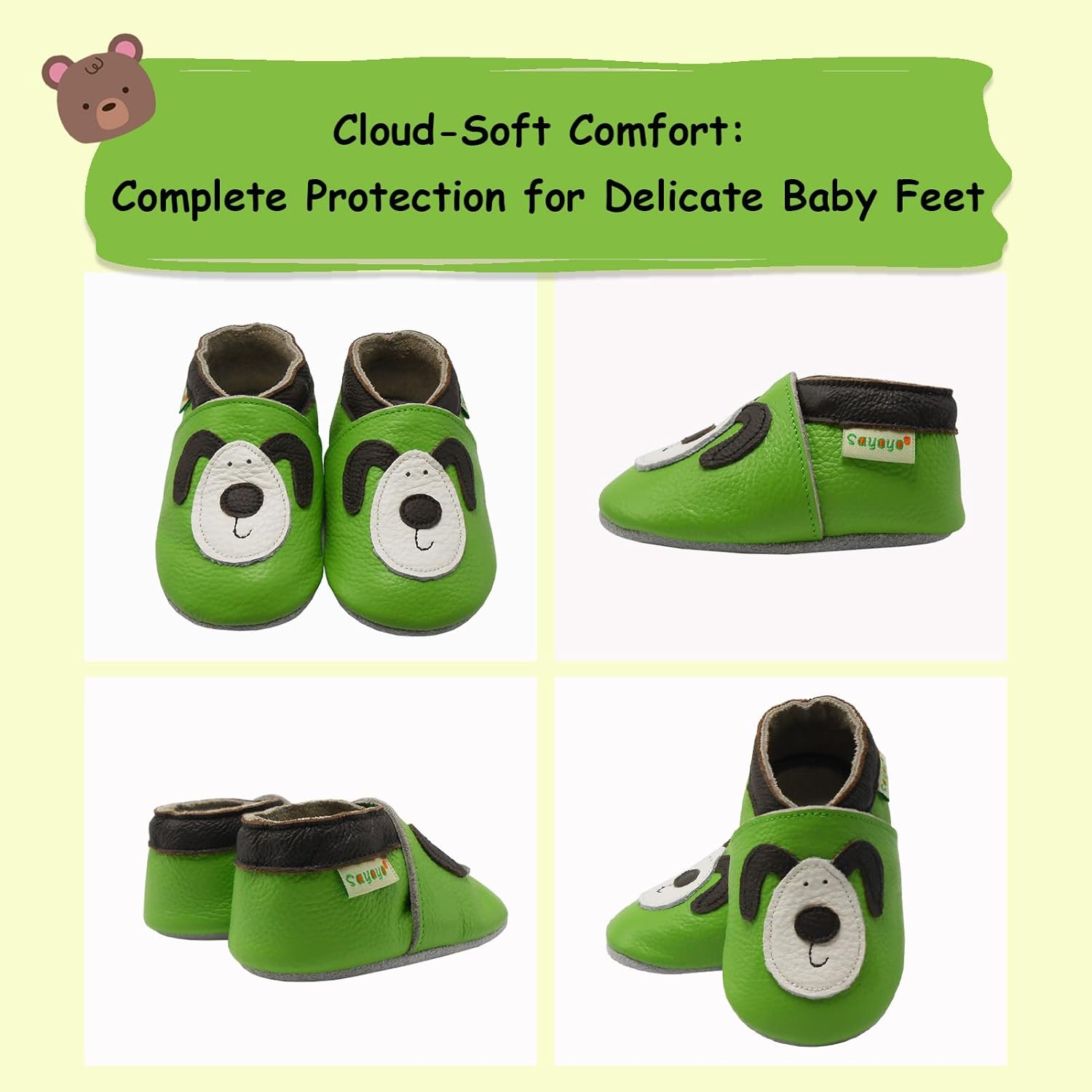 SAYOYO Leather Infant Slippers Toddler Soft Sole Shoes First Walker Crib Shoes Baby Moccasins for Boys and Girls - Image 4