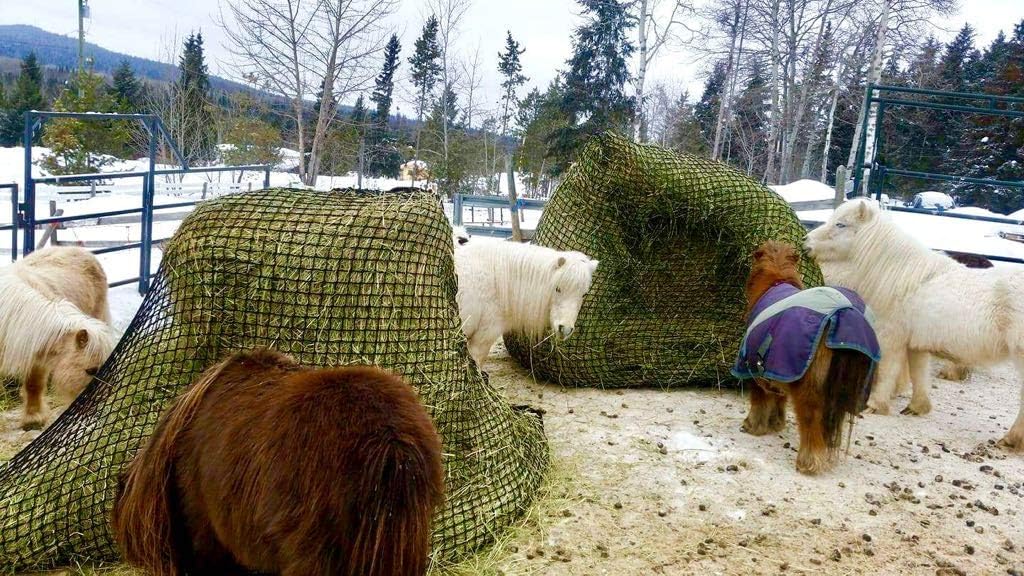 KNOTLESS Heavy Duty 5mm Thick Round Bale Slow Feed Hay Net 6×6 (Hole_Size_1.5 inches)