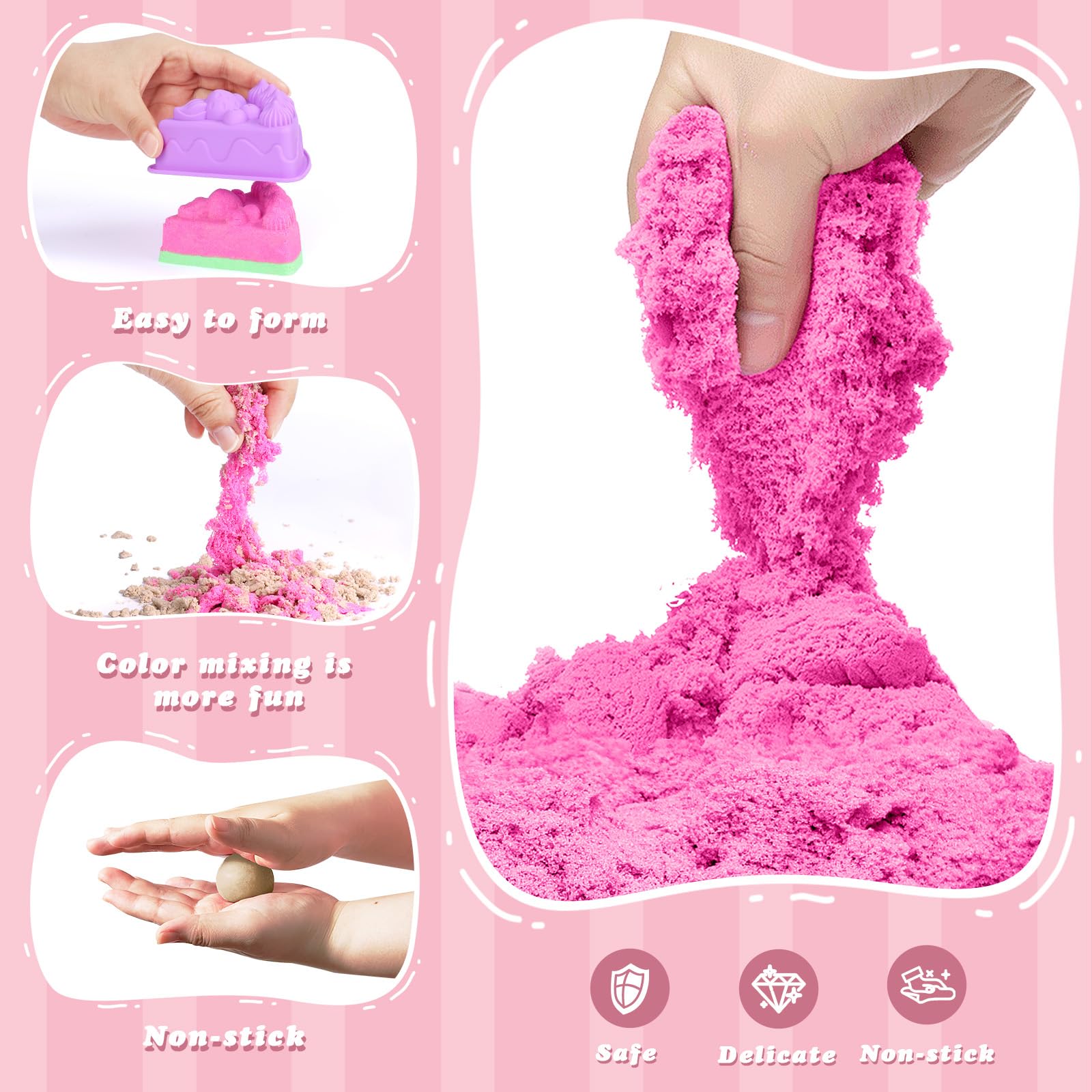 Sabbia per Bambini 3 4 5 6 7 8 Anni Ragazzi Ragazze Play Construction Kit Gelato Magic Play Sabbia Set Giocattoli con Strumenti di Pulizia