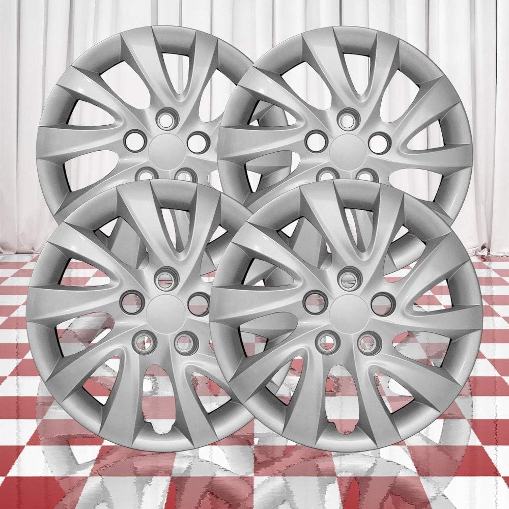 Set of 4 Silver 10 Twist Spoke 16" Bolt-On Wheel Covers for Hyundai Elantra 2011-2015