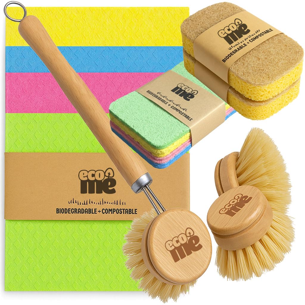 Dish Brushes For Washing Up Bundle | Swedish Dishcloth | Kitchen Washing Up Sponges | Washing Up Brushes For Kitchen | UK Brand