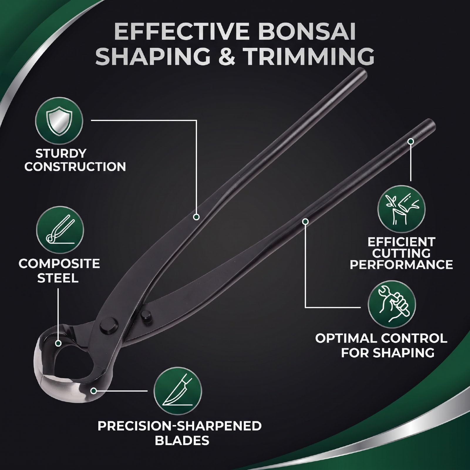 Zunate Tagliarami Strumento per Bonsai in Acciaio Composito da 11,42 Pollici |Taglierina a Manopola per Modellare Piante in Vaso da Giardinaggio