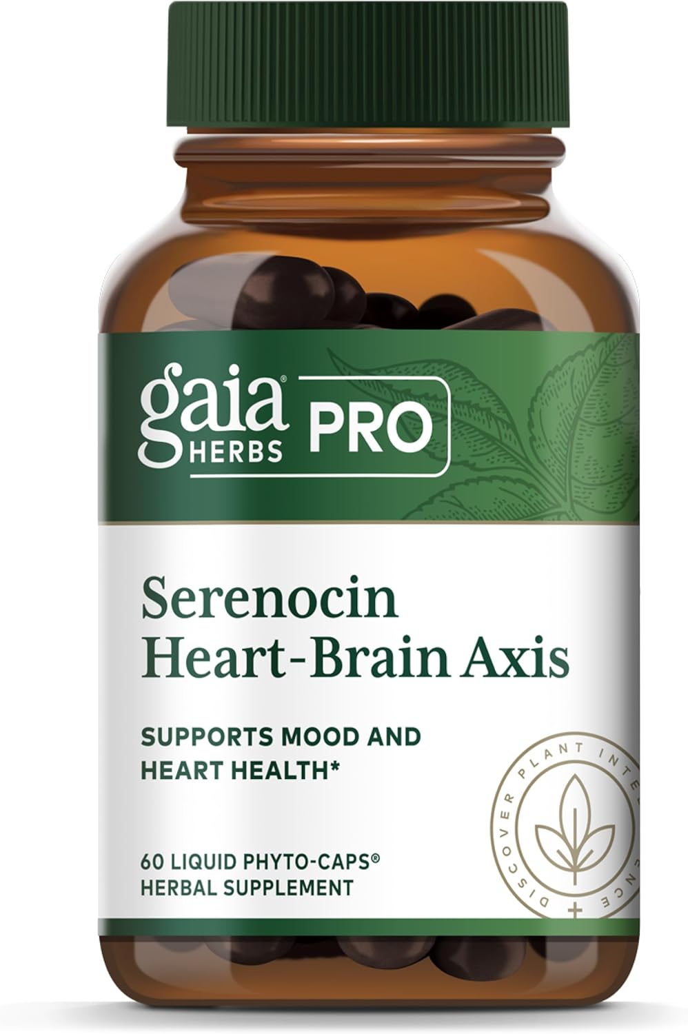 GAIA HERBS PRO Serenocin Heart-Brain Axis - Heart Health Support - with Turmeric Root, Hawthorn Berry, Fenugreek Seed & More - Organic & Vegan - 60 Liquid Phyto-Caps (60 Servings)