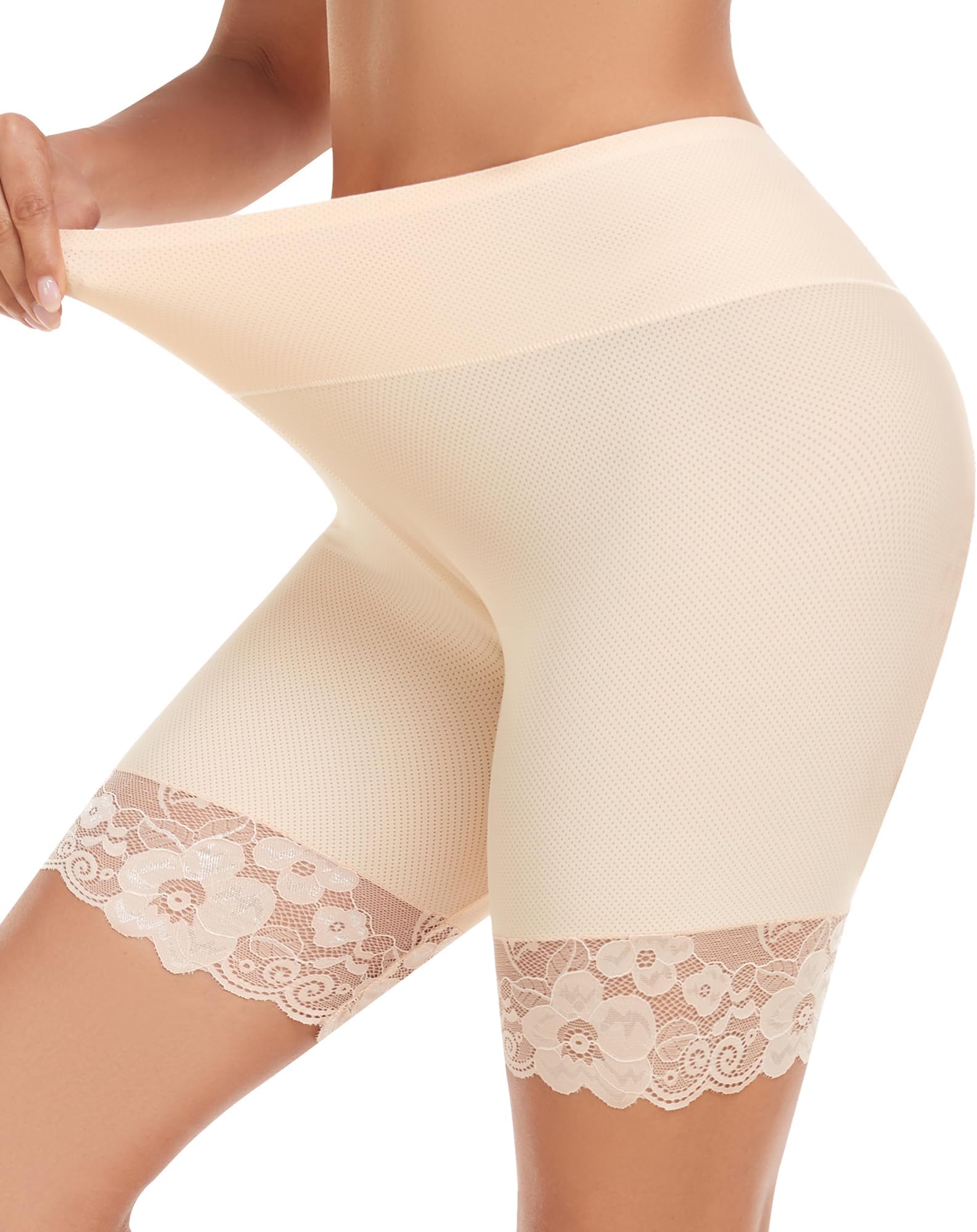 BlueinnSlip Shorts for Under Dresses and Skirts Mesh Women Anti Chafing Underwear High Waisted Panties Lace Under Shorts