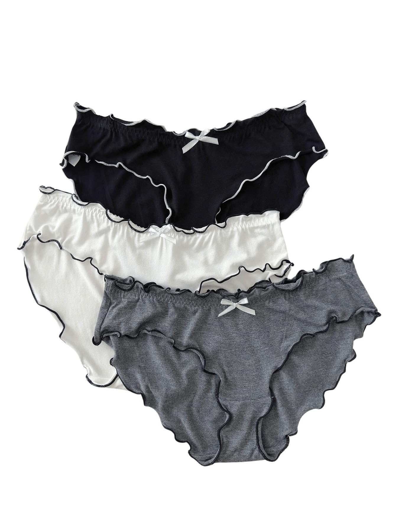 Verdusa Women's 4pack Frill Trim Satin Underwear Briefs Panty Set