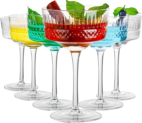 Miniatura 1 de Juego de 6 vasos vintage Art Deco Coupé, vasos de Martini de 10 onzas, copas de cóctel Coupé, elegante copa de Manhattan soplada a mano para bar,