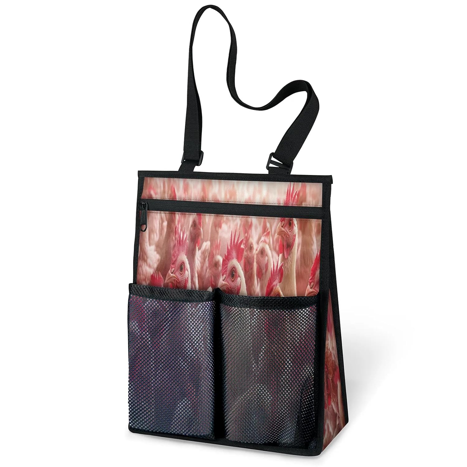 Ourtheme Farm Chickens Rooster Portable Shower Bag for Travel Gym Camp Beach Tote Shower Caddy Bags Hanging Toiletry