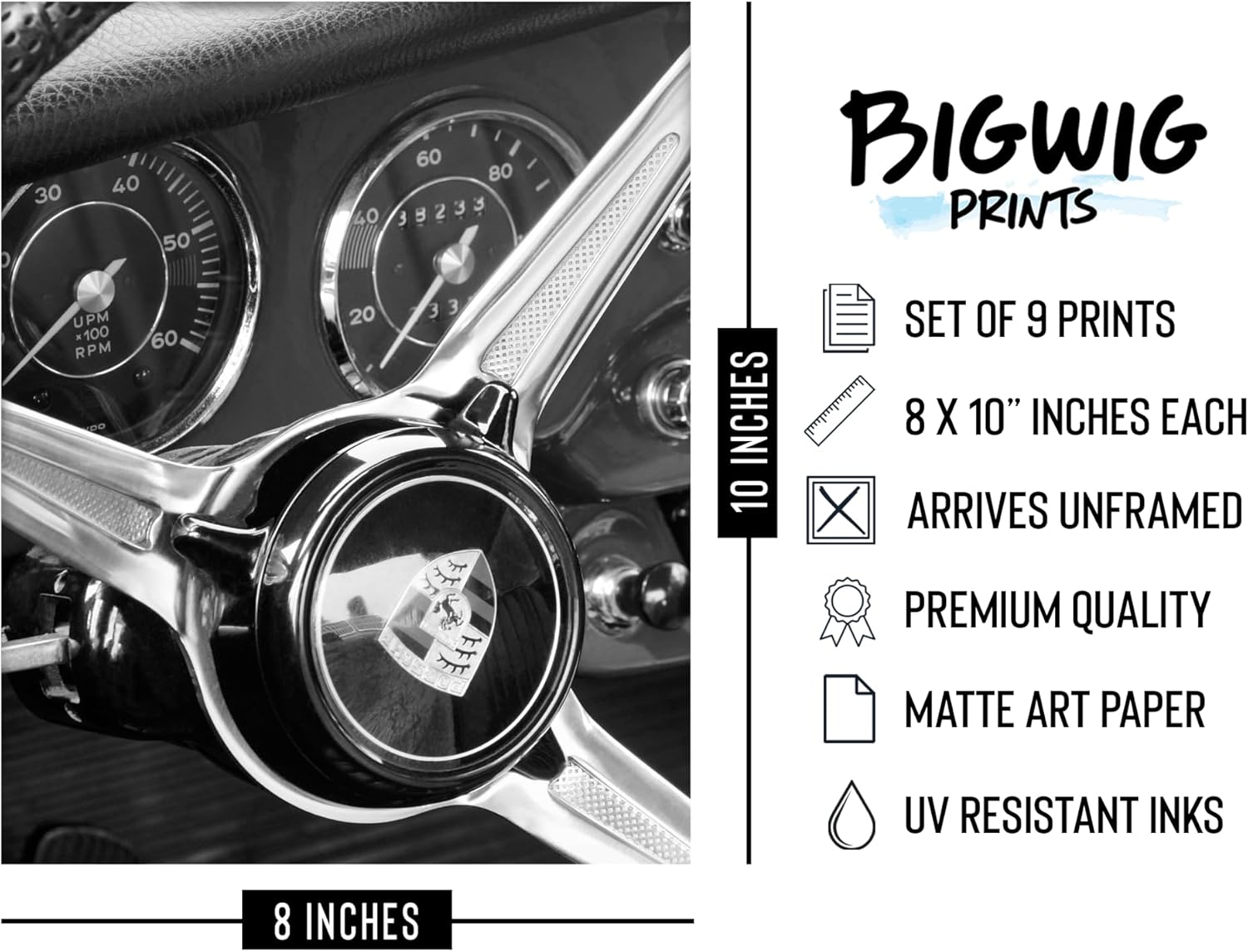 BigWig Prints Porsche 911 Poster - Porsche Wall Art, Vintage Car Poster, 911 GT3 RS Art, Garage Decor, Classic Car Wall Decor, Artwork for Garage - Unframed Set of 9 (8x10) - Image 3