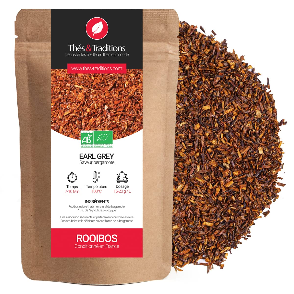 Clou De Girofle à La Bergamote - 100 G (40 Tasses), Thé Rouge Sans Théine |  Agriculture Biologique Rooibos Bio Earl Grey