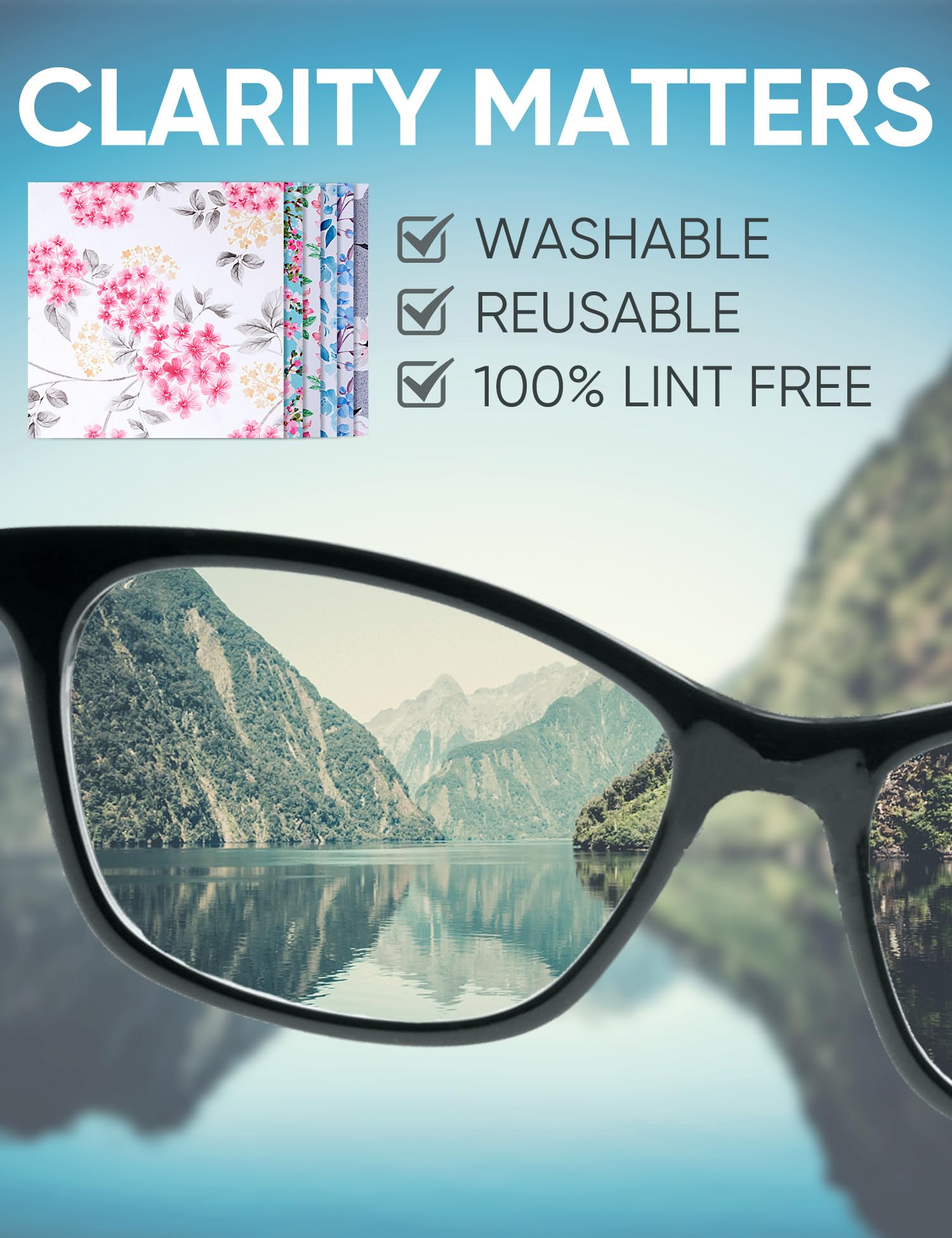 6 paños de limpieza gruesos para gafas, elegante diseño de flores, paños de limpieza de lentes de lentes, toallitas suaves para lentes reutilizables y pantallas de teléfono (flor de cinco pétalos)