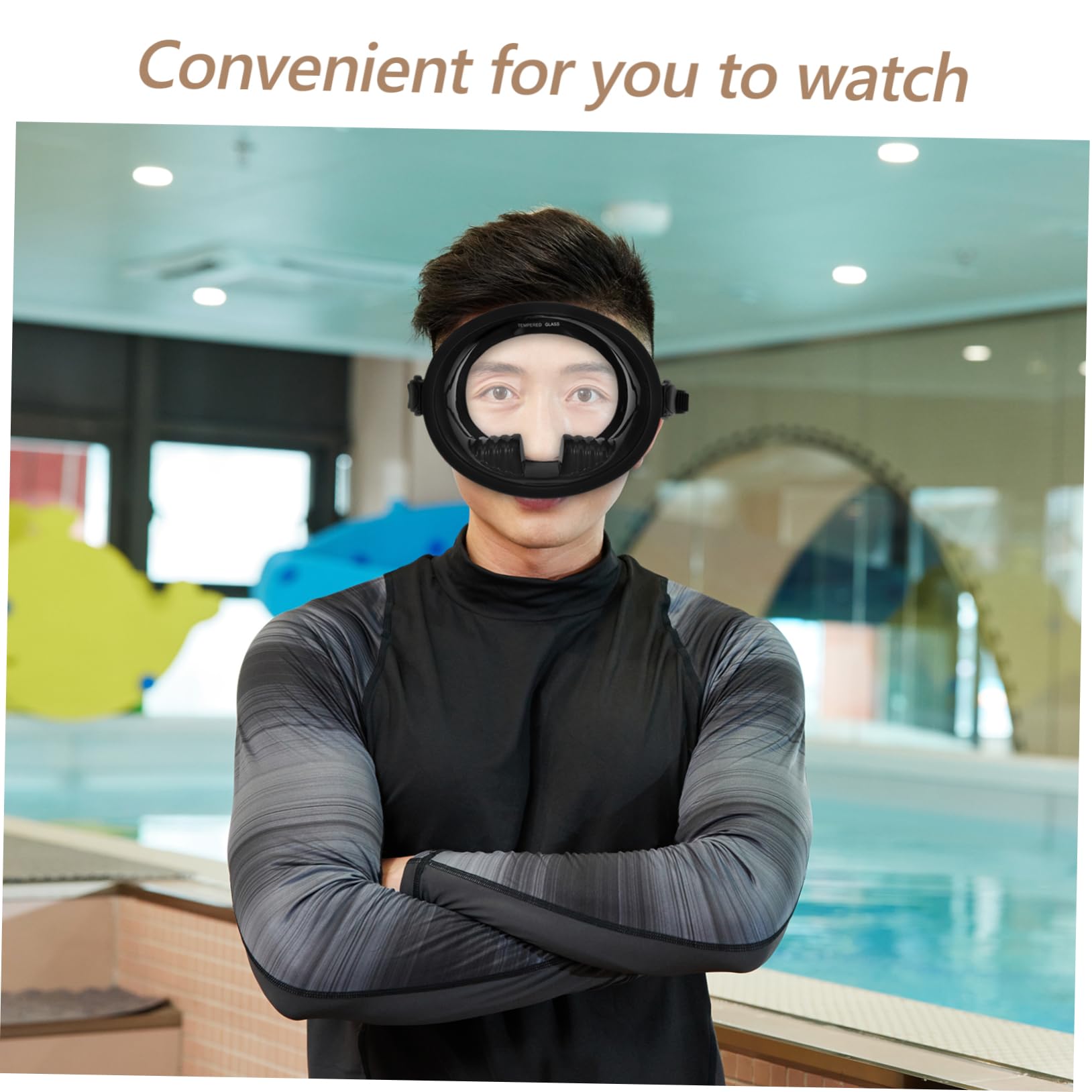 Sosoport Máscara de Buceo Ajuste Cómodo de Visión Amplia Antivaho Silicona y Vidrio Templado Negro para Snorkel y Natación