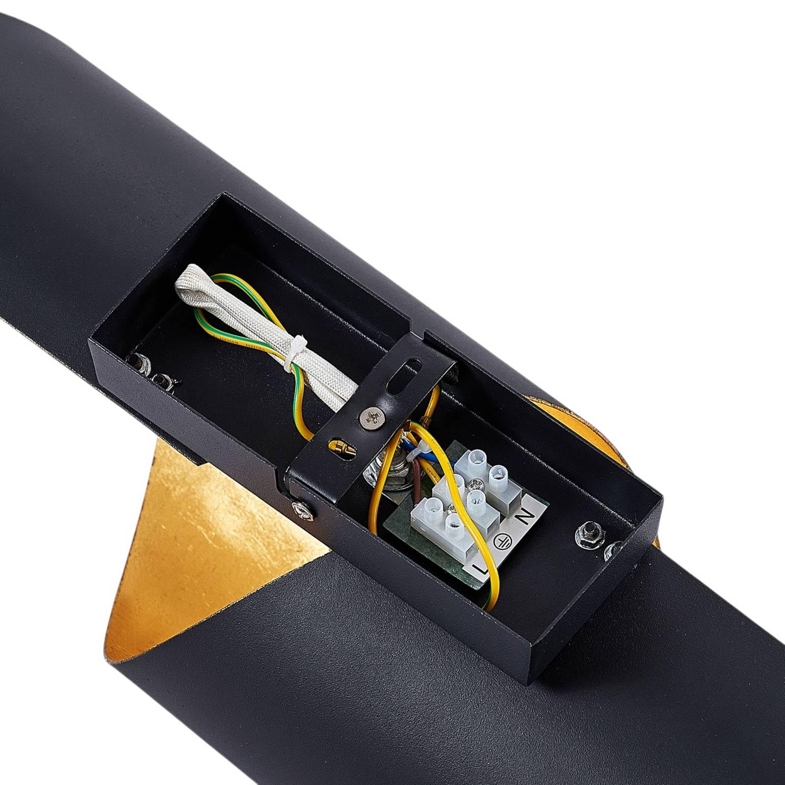Lindby Wandlampe schwarz gold, Uplight und Downlight Effekt Wandleuchte innen IP20 Wandspot 1x E27 ohne Leuchtmittel Wandbeleuchtung Wohnzimmer Esszimmer