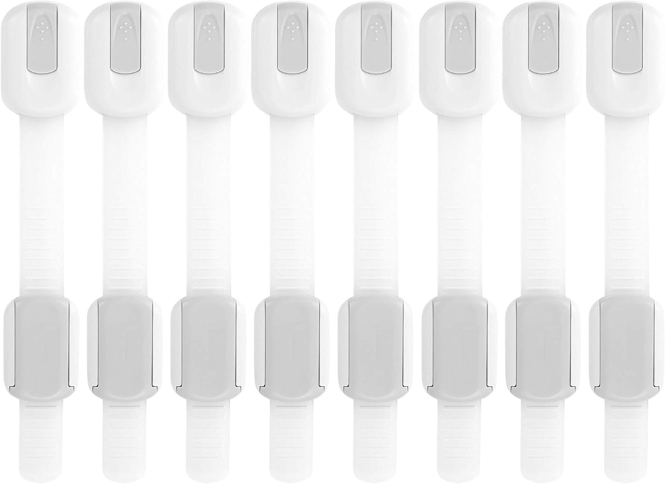 Akeekah® 8 Pack Cupboard Locks for Children | Baby Proof in Style | Cabinet Lock, Fridge Lock, Toilet Lock, Drawer Lock | Easy Install with Adhesive - No Tools | Adjustable Strap and Latch System