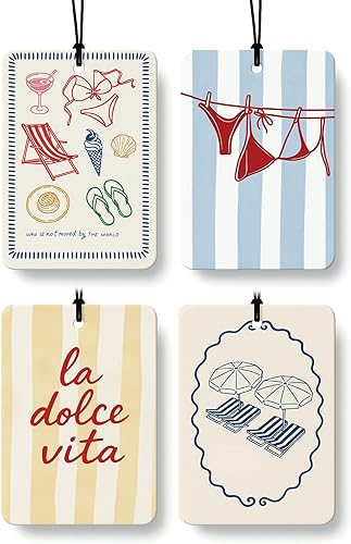 Miniatura 8 de Blue Beach - Ambientador de coche de 4 piezas, conchas de playa preppy femeninas, estrellas de mar, palmeras, ambientador colgante para autos, azul