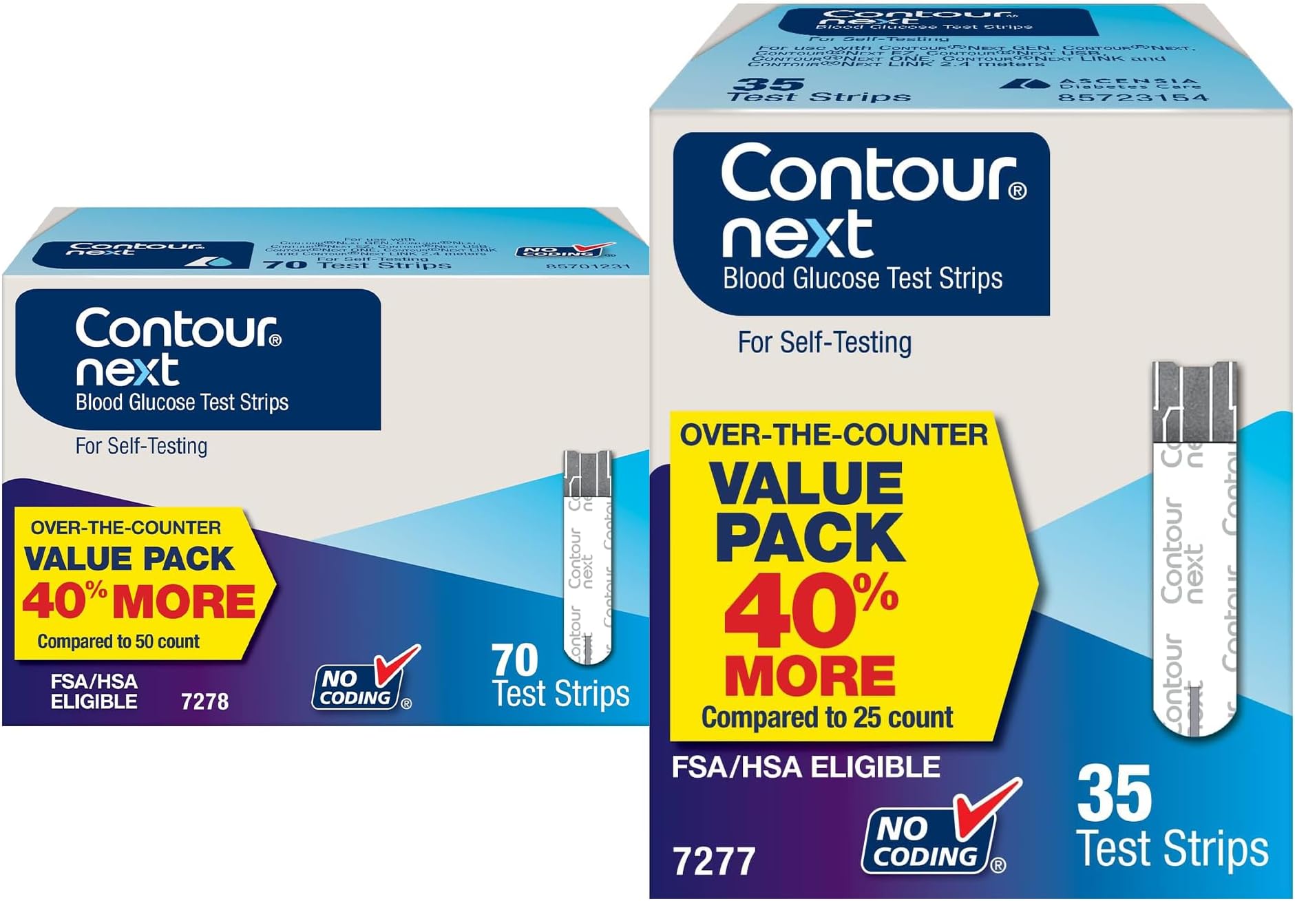 CONTOUR NEXT Blood Glucose Test Strips for Diabetes, 70 + 35 Count (Pack of 2)