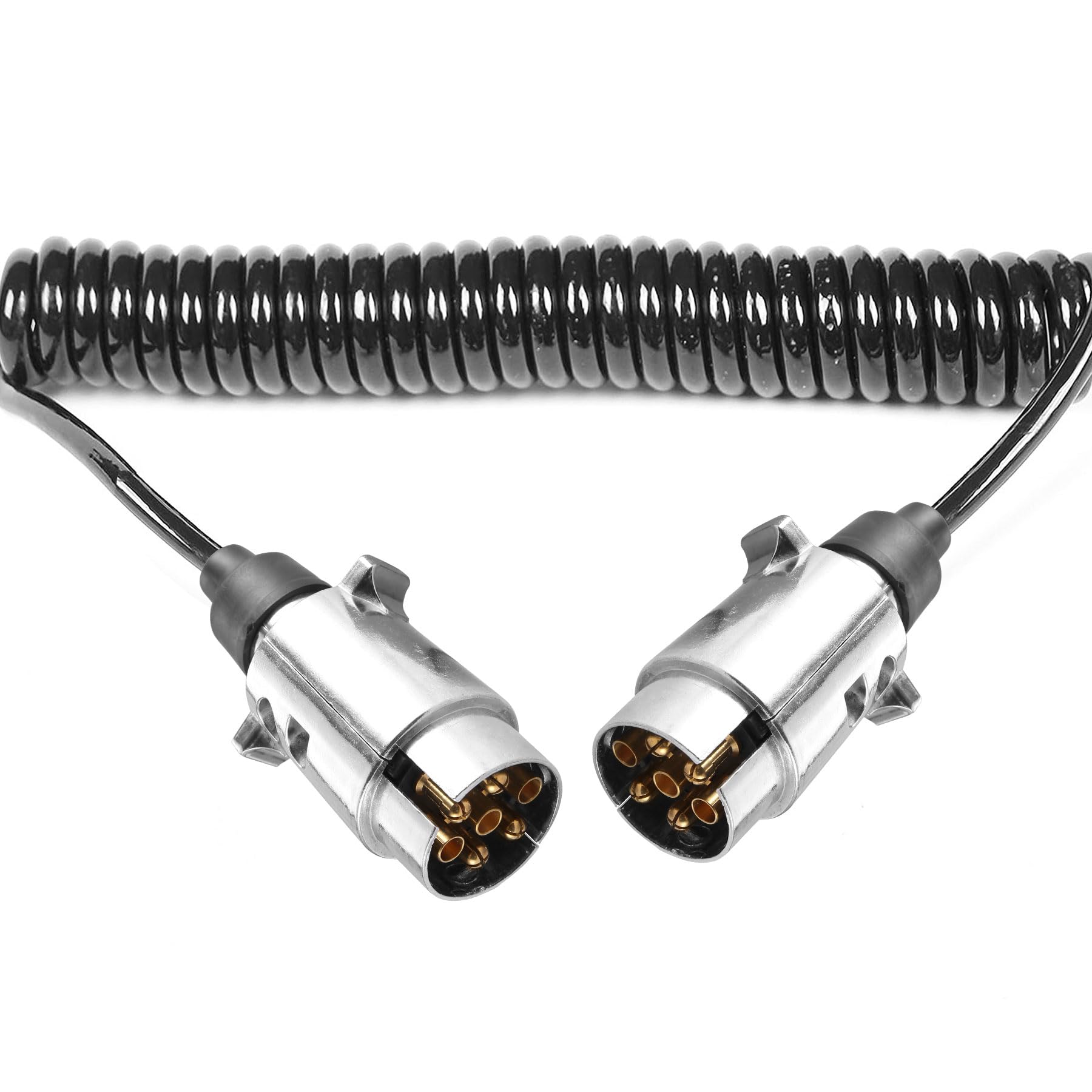 AGRISHOP Anhänger Verlängerungskabel Max. 2.2M Anhangerkabel 12V 7Polig Spiralkabel 7-7 poliger Anhänger Stecker Metall