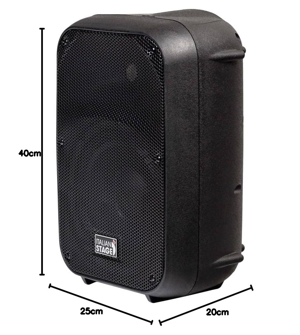 Italian Stage IS SPX08AUB - Cassa Attiva diffusore bi-amplificato da 300w di Picco e 8" con Multimedia player: Usb Flash Drive, Sd Memory Card, STEREO Bluetooth Device, Remote Control, Nero