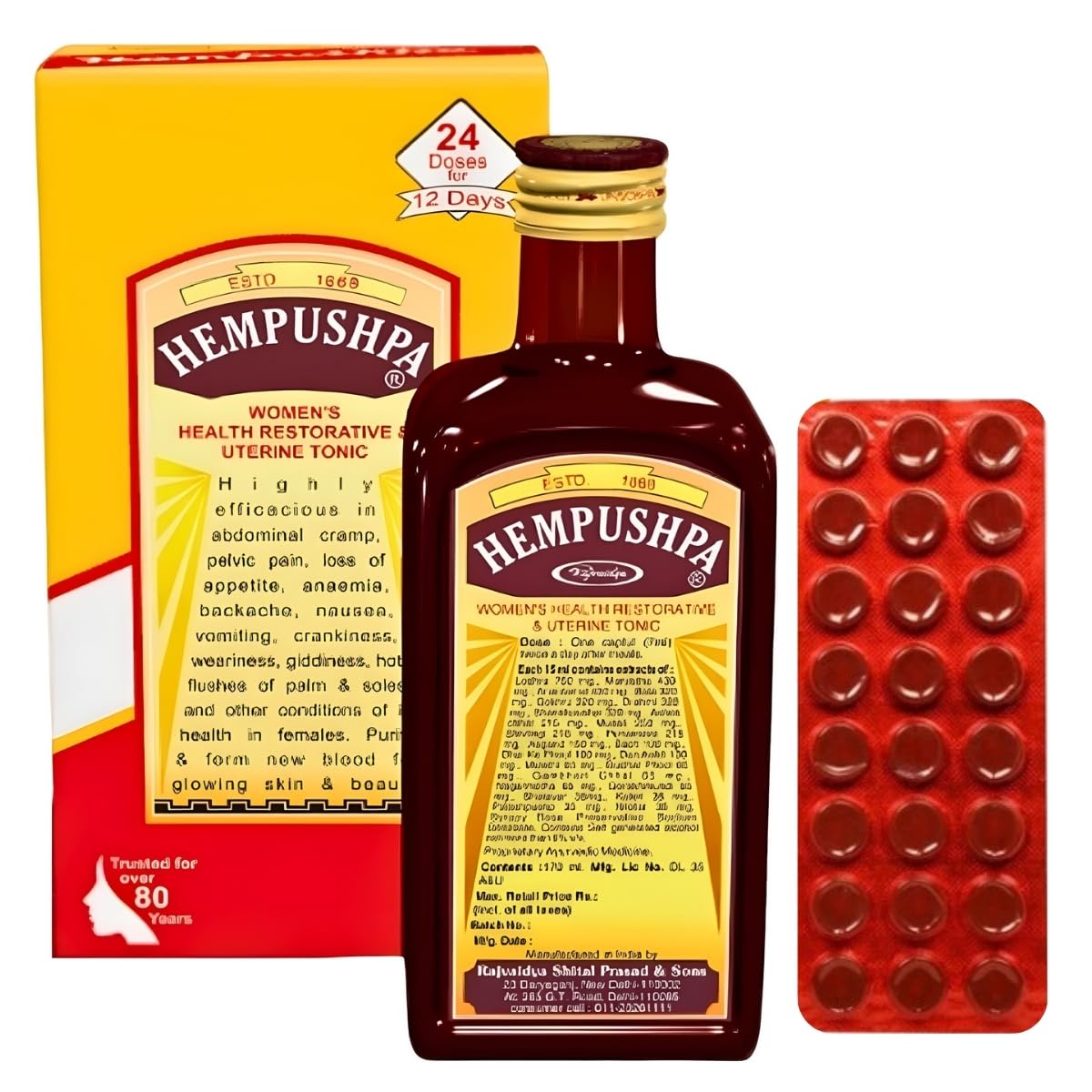 HEMPUSHPA: Ayurvedic Tonic For Women’s Health, Restorative & Uterine, Pack of 170-ML Syrup with 24 Hemtab Tablets (24 Doses) - Review, Price and Buying Guide