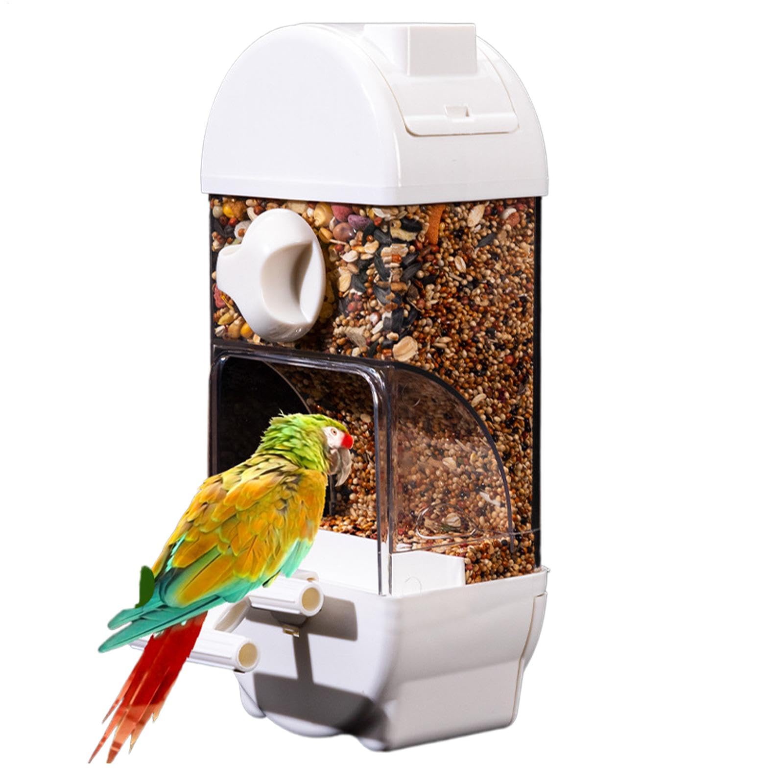 Yulokdwi Automatic Parrot Feeder - Clear Bird Feeder House Shaped Parakeet Feeder | Drinker Anti Spill Cage Accessories Large Capacity Food Container for Backyard