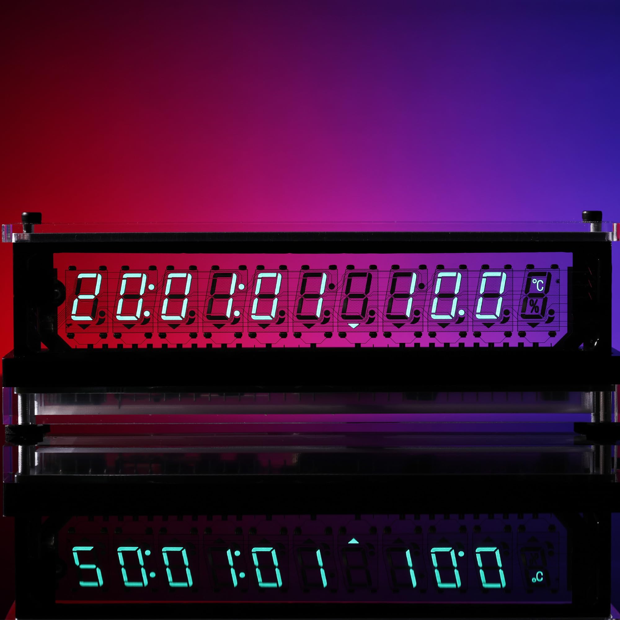 LGL Studio VFD Clock | Nixie Tube Clock, Digital Tube Electronic Clock, Vacuum Fluorescent Display Clock, Automatic time sync, Retro Desktop Decoration Gift, VCK CCCP V11 Upgraded Version