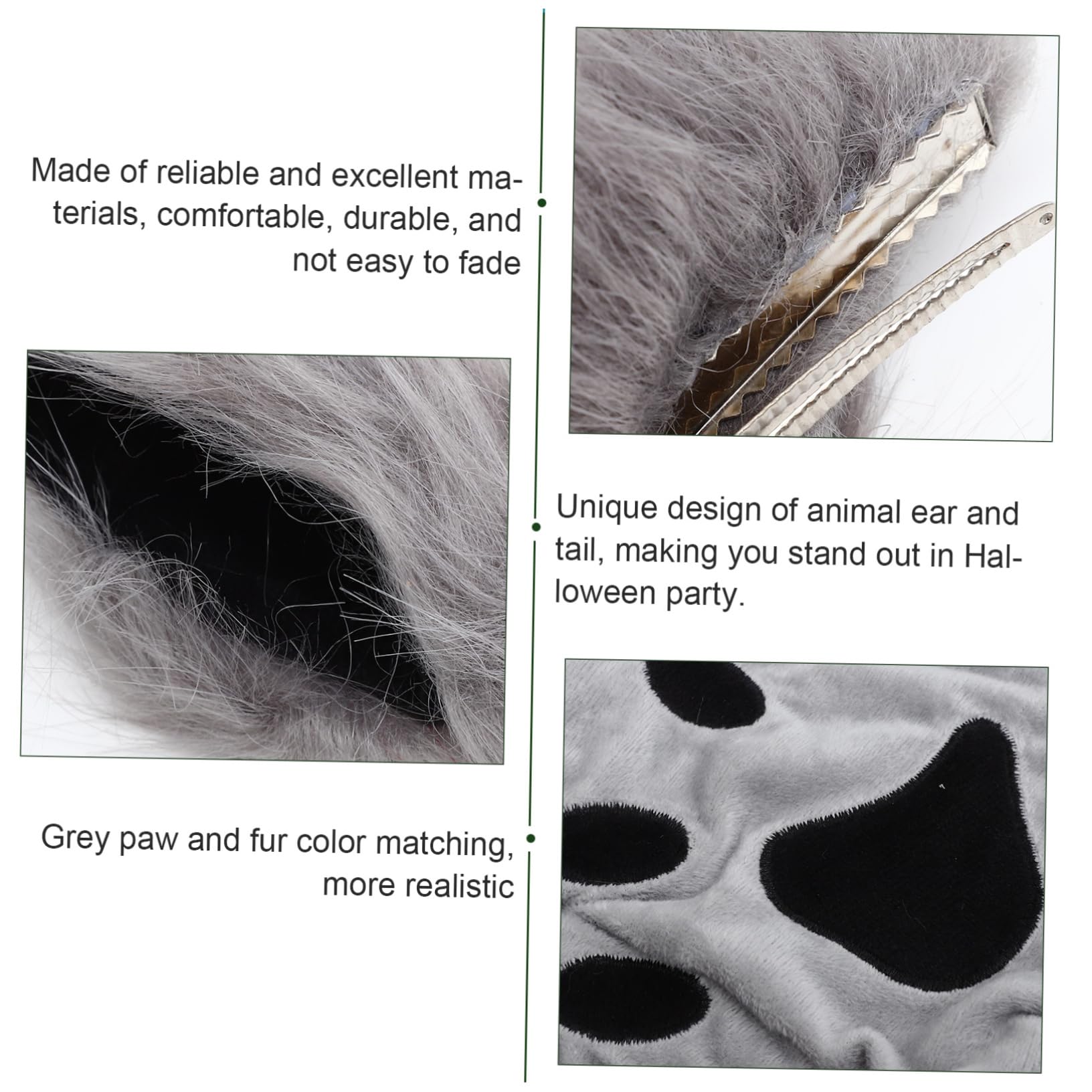 GALPADA horquilla de animales accesorios para disfraz de gato disfraz de vestido de gato disfraz halloween disfraces halloween accesorio de peluche fiesta de cosplay tela Grey