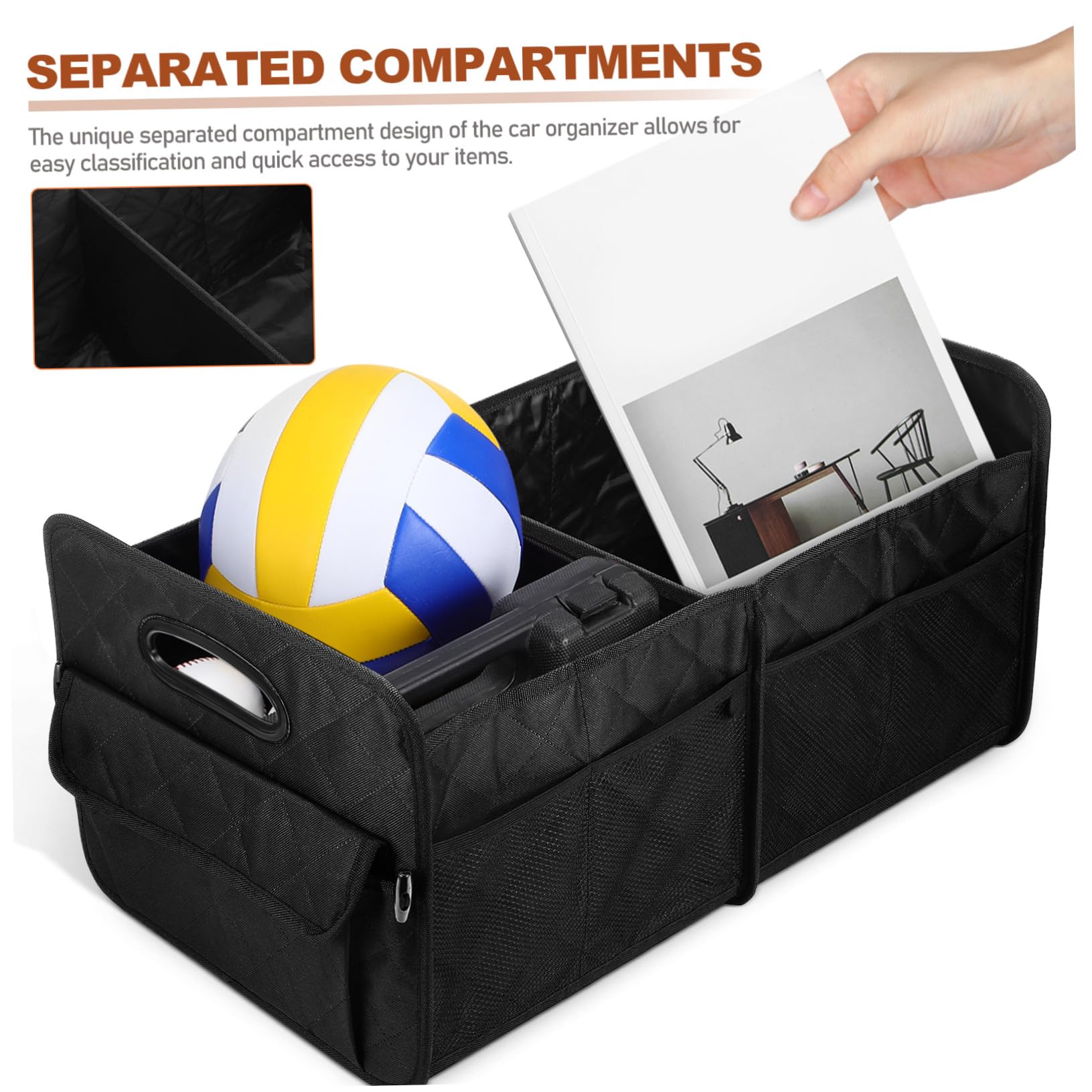 Abaodam Caja De Almacenamiento Maletero Para Coche y Suv Organizador De Maletero Organizador De Comestibles Para Viajes y Organización De Coche