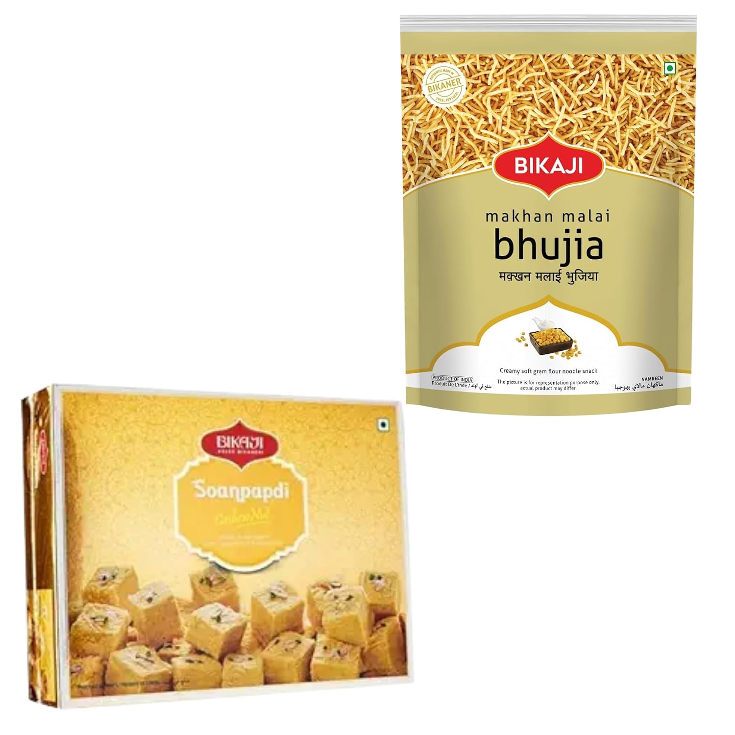 BIKAJI Soan Papdi Cashew 500g | Traditional Indian Flaky Sweet with Cashews | Classic Festive Mithai Dessert | Soft & Layered Indian Sweet | Ready-to-Serve Sweet for Celebrations & Gifting – 17.64 oz