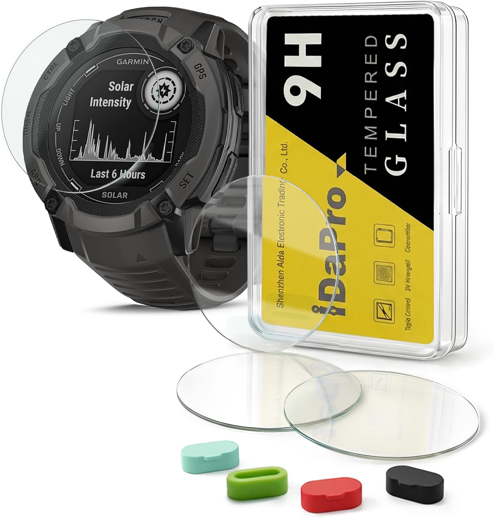 4+4Pack Screen Protector for Garmin Instinct 2X Solar/Solar Tactical(not Instinct 2/2S/3)+Silicone Anti-dust Plugs,Tempered Glass,9H Hardness,Anti-Scratch,Anti-Bubble,Easy Installation