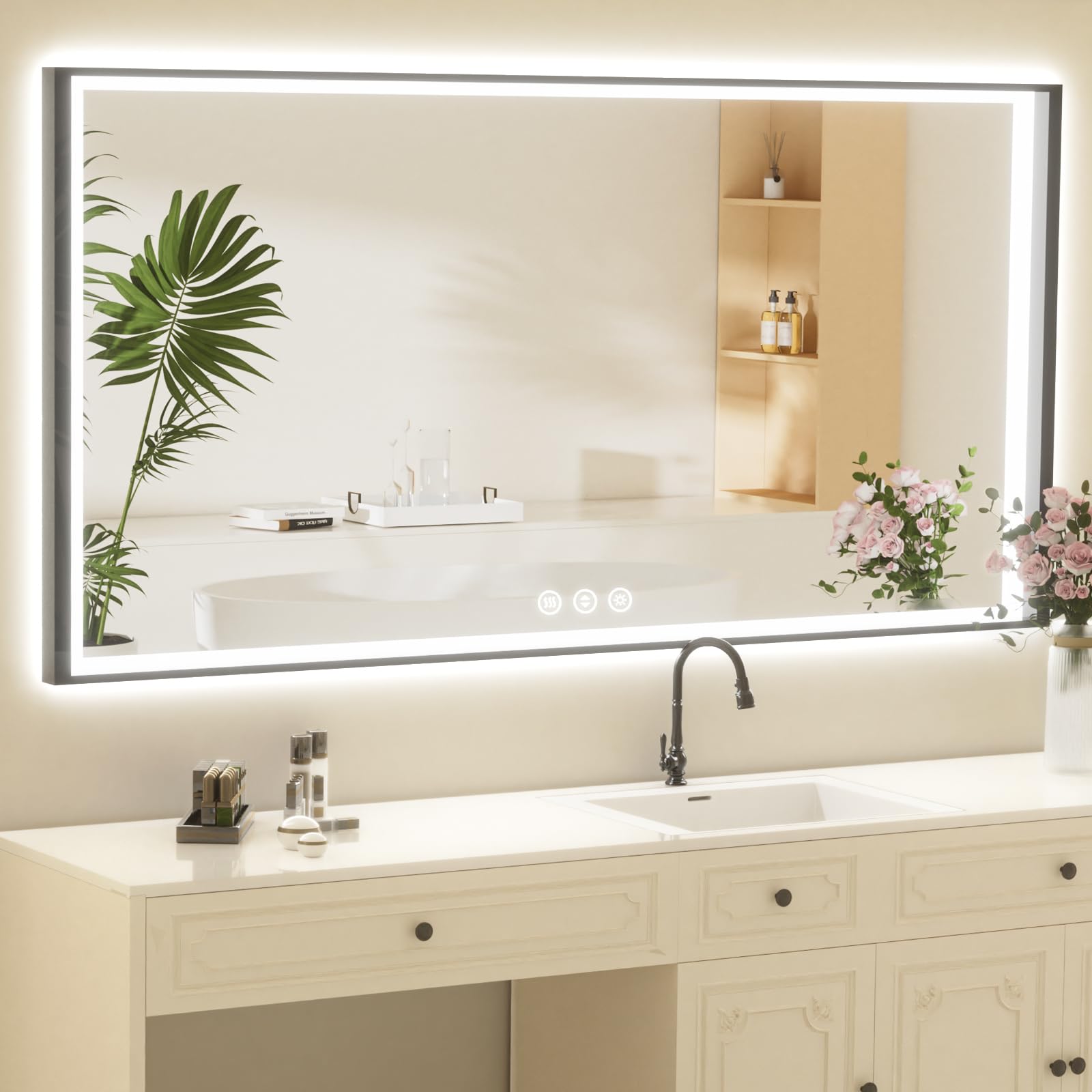 LED Bathroom Mirror With Lights - Anti-Fog, Dimmable, Front & Back Lit, Shatterproof (60x30") - View #12