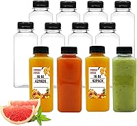 Vista 8 de 48 botellas de jugo de plástico de 8 onzas con tapas, botellas de plástico desechables de PET vacías, recipientes transparentes para bebidas a