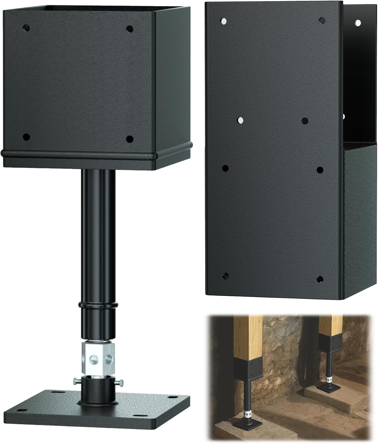 Screw Jack Post Kit, 4" x 4" Adjustable Shore Jack & Purlin Splicer, 66000 lbs Max Load Capacity, Temporary House Pole for Leveling, Lifting Floor Crawlspace Basement Shore Beam