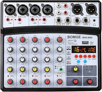 オーディオミキサー 6チャンネル DJ USB Bluetooth Amazon | BOMGE 6チャンネルdjオーディオミキサー、MP3 USB