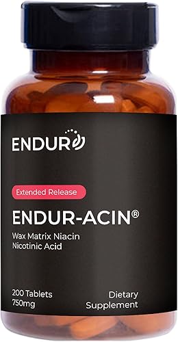 Endur-acin - 750 mg de liberación extendida para una absorción óptima y niacina de bajo nivel vitamina B-3 200 comprimidos - No transgénicos veganos