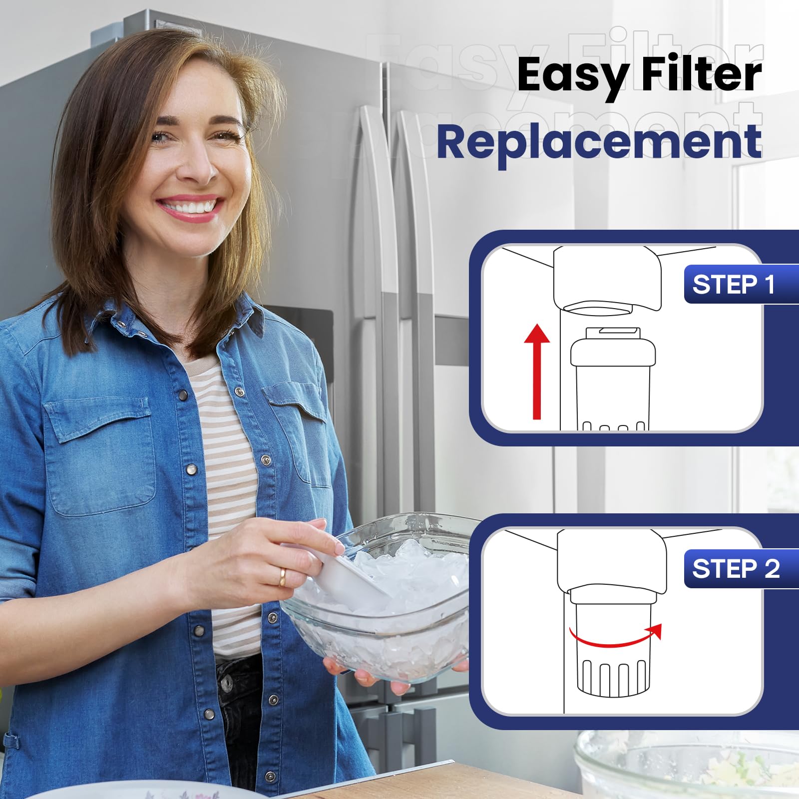 EXCELPURE RWF0600A Water Filter Replacement 4-Pack – For GE MWF, SmartWater MWFP, GWF, HDX – NSF 42 Certified
