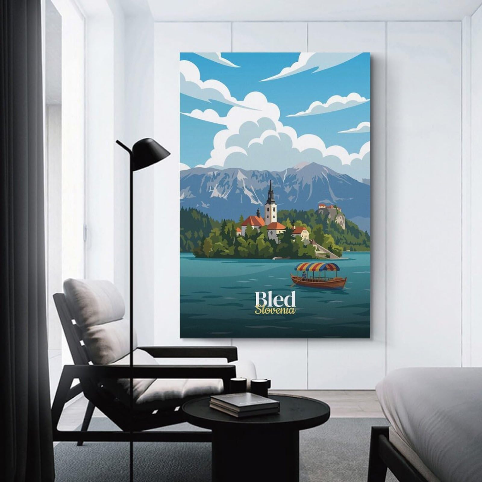 Junmoney Lake Bled Slovenia Travel (2) Decorative Wall Artwork 24x36inch(60x90cm), for New Homes, Bedrooms Or Workspaces, A Wall Art Gift for Fresh Interiors