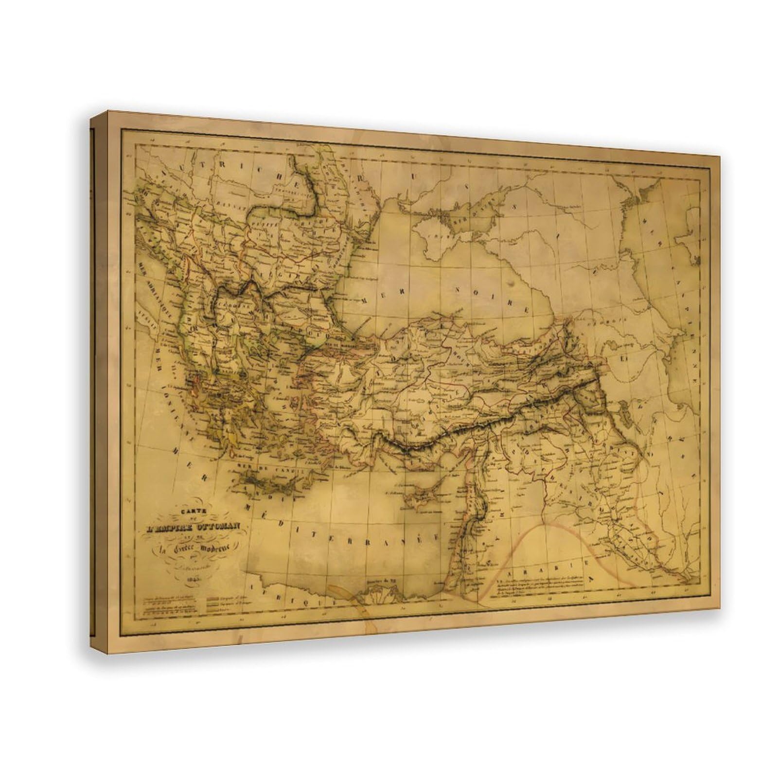 Qnvjqkdsi Frame Vintage Map Ottoman Empire Art Canvas Poster Bedroom Decor Landscape Office Room Decor Gift 8" L X 12" W
