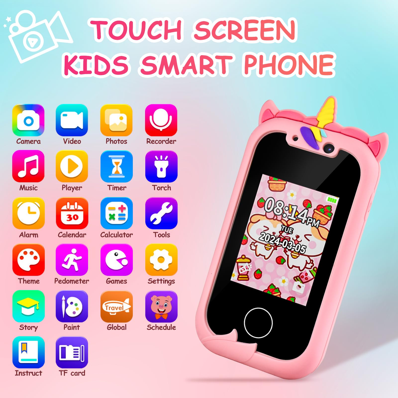 mobiele telefoon voor kinderen, 97 inch, kindercamera voor 3-12 jongens