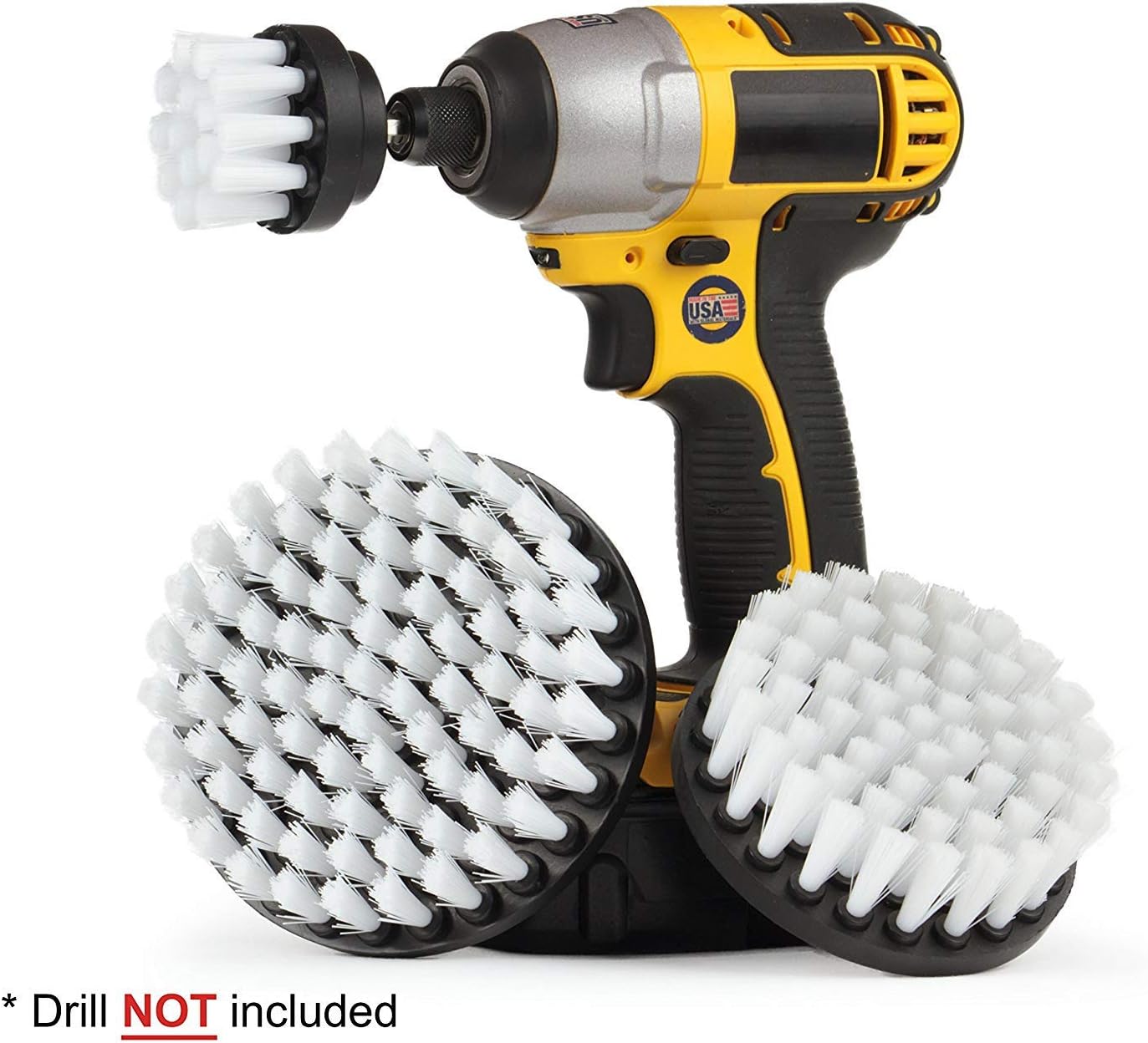 New Quick Change Shaft 3 Pack Soft White Drill Brush Carpet, Upholstery, and Leather Scrub Brushes