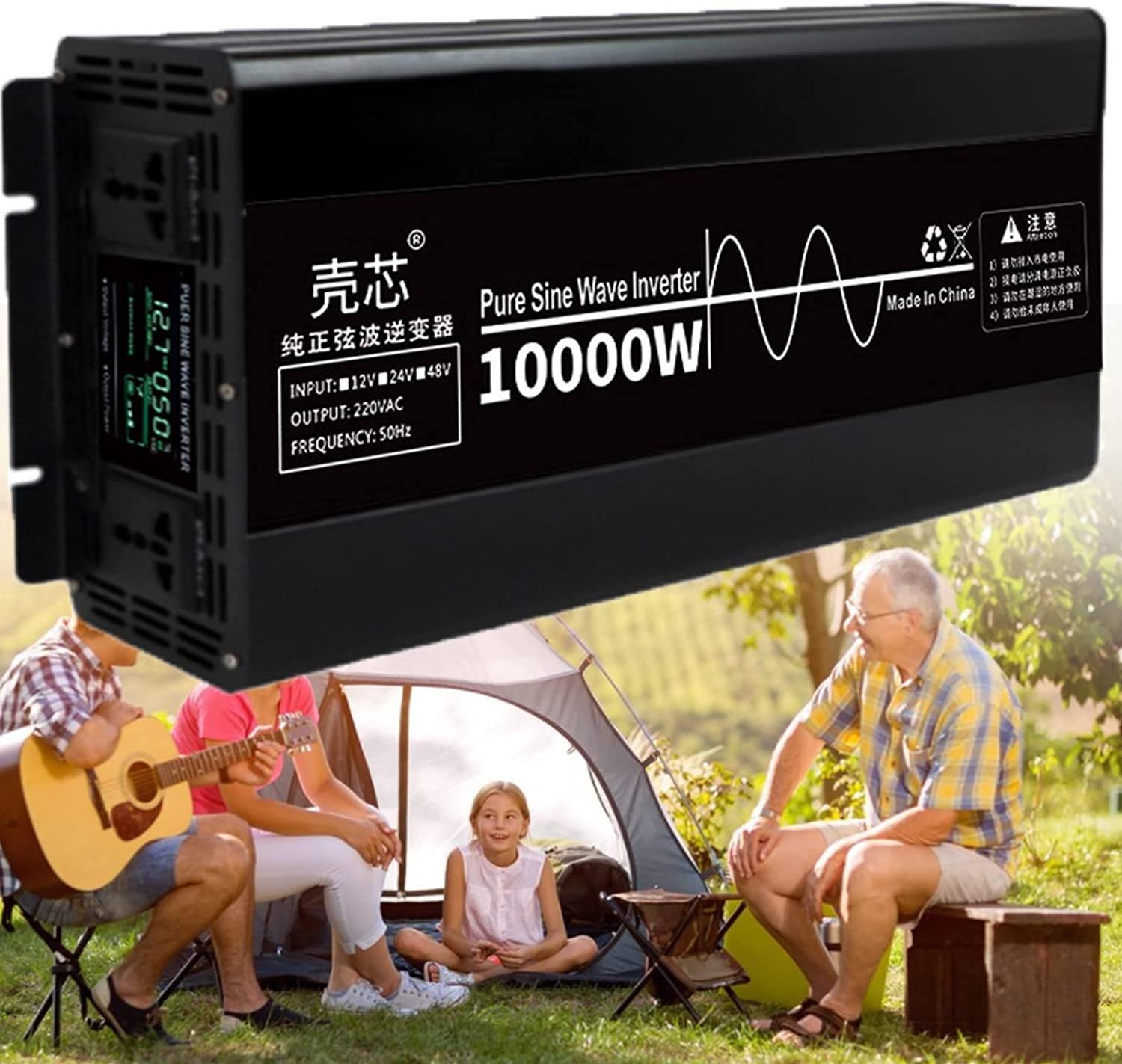 10000W 12V/24V/48V Do 110V/230V Volt Przetwornica Napięcia Samochodowego Inwerter Moc Solar Inverter Dc Ac Converter Caravan Car Czysta Fala Sinusoidalna Ładowarka Samochodowa,24Vto220V
